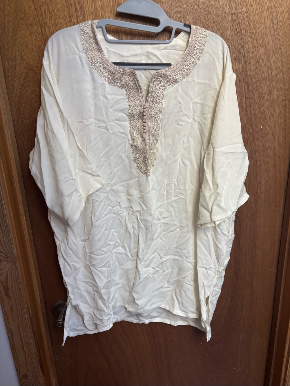 Embroidered Cream Women's Tunic Top